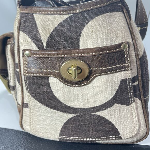 Vintage Y2K Coach Limited Edition Mandy Legacy Brown & Cream Turn Knob Tag - Picture 4 of 15